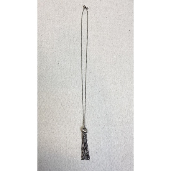 Banana Republic Silver Rhinestone tassel pendant necklace - Picture 5 of 6